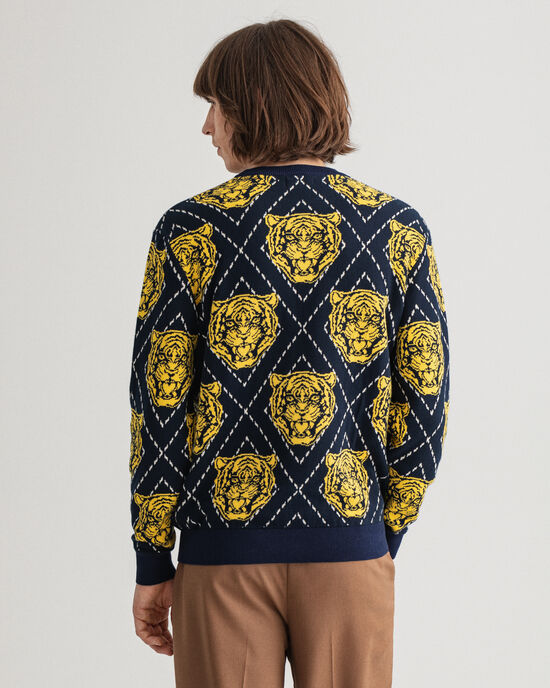 Tiger Argyle sweater med crewneck