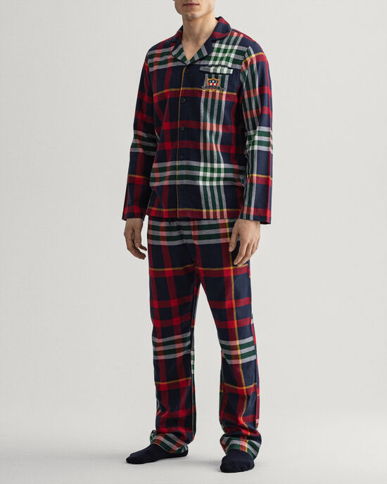 Skotskternet pyjamassæt af flannel